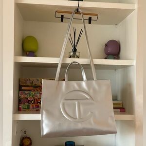 Telfar Large Silver Shopping Bag